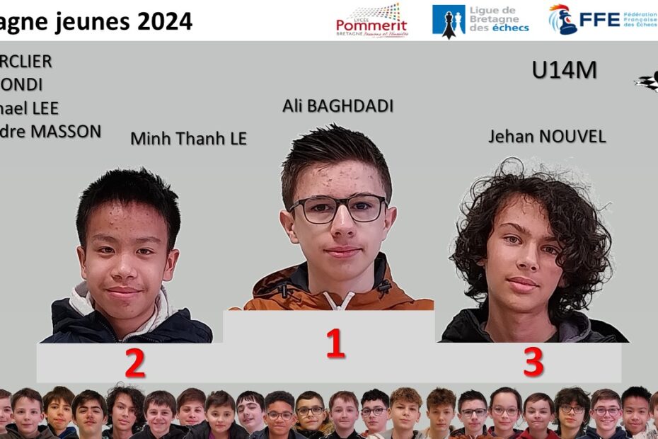 Le championnat de Bretagne jeunes 2024. Ali s'impose en champion (U14), Augustin remporte l'Open A. 11
