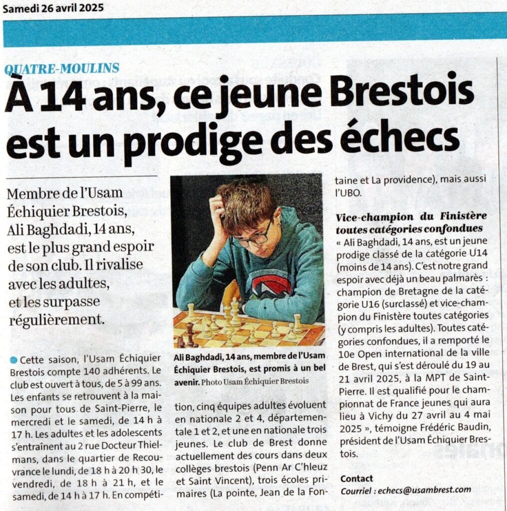Open de Brest, la brillante victoire d'Ali, relayée par la presse 2